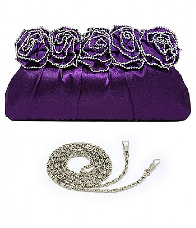 Evening Bag - Metal Frame w/ Metal Bead Trim - BG-EBS1128PL